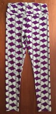 EUC LuLaRoe Halloween Ghosts Print Leggings OS One Size Super Soft Purple Mint