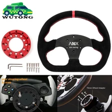 13inch Suede Steering Wheel + Red Wheel Adapter Plate For Logitech G27/G920/G923