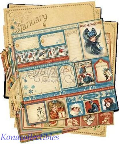 Graphic 45 A PLACE IN TIME 12 x 12 Paper 11 Different Sheets! Original not repro