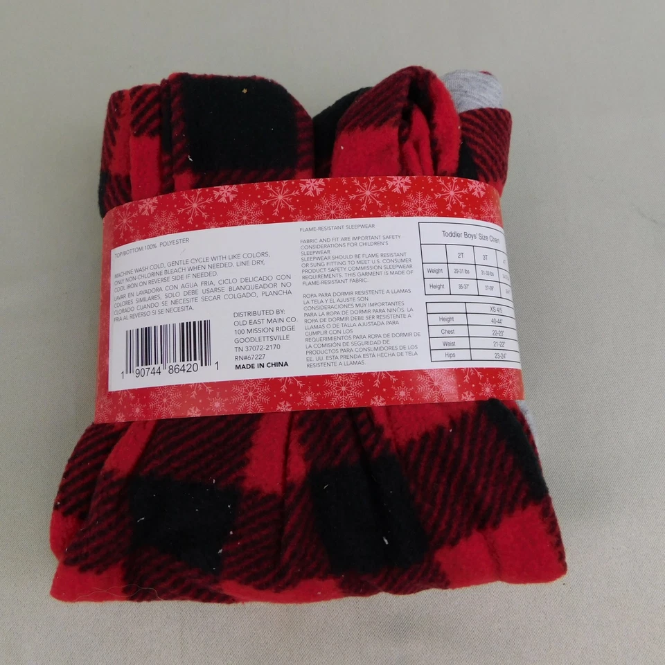 Juego de pijama de Navidad de reno a cuadros Happy Holidays para niños - niños 4-5 XS #8909 Foto 4 de 4