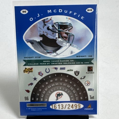 1997 Pinnacle Totally Certified Platinum Blue Card #96 O.J. McDuffie/2499 NM-MT - Picture 6 of 7