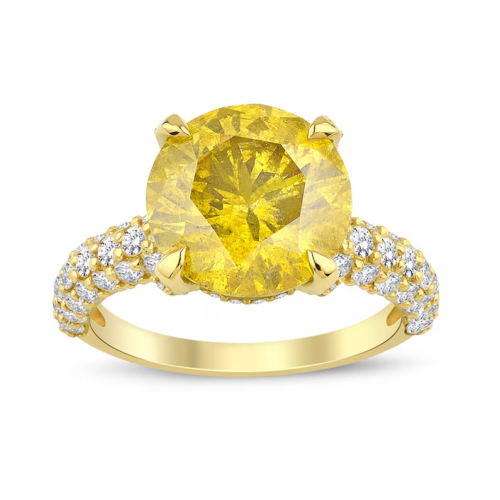 Bague diamant jaune 5,15 cts, bague en argent sterling, cadeau d'anniversaire de fiançailles - Photo 1/3