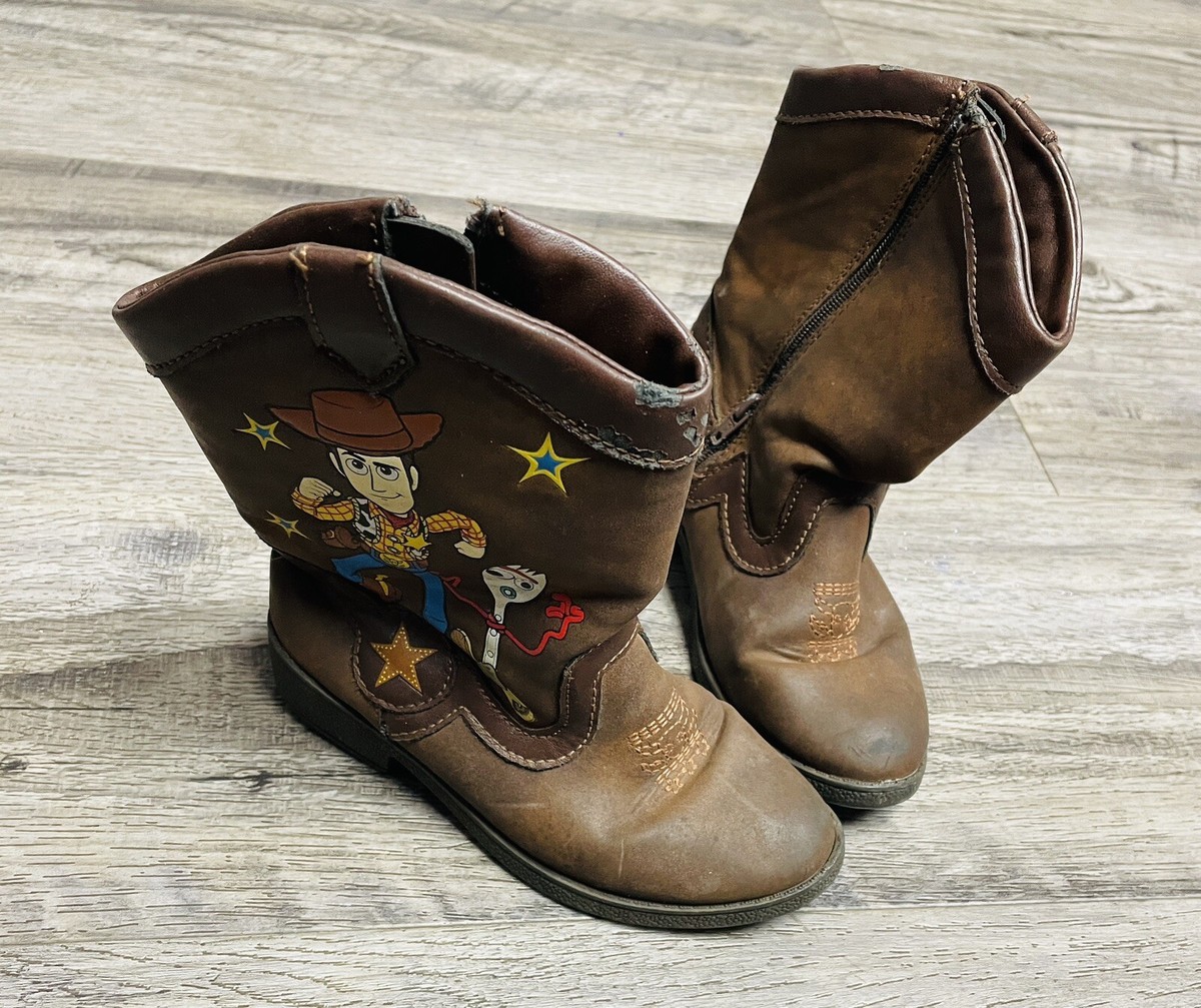 Disney Pixar Toy Story Woody Forky Brown Zip Cowboy Boots Youth