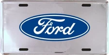 Ford Anodized Logo Licensed Aluminum Metal License Plate Sign Tag Mustang F-150