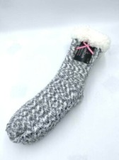 NWT Cuddl Duds 4-10 Gray White Sherpa Lined Lounge Socks Warm Soft