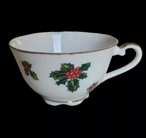 Vintage Lefton Porcelain Cup #7950 Vintage Christmas Holly Berry Holiday