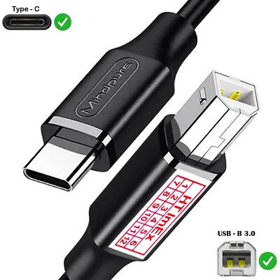 USB-C auf USB B 2.0 Scanner Druckerkabel HP Photosmart 245v, 7760, 7150, 8453