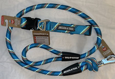 Arcadia Trail Blue Paracord Collar L w/Matching Paracord Rope Leash 4ft