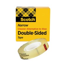 Scotch Double-Sided Tape, 1" Core, 0.5" X 75 Ft, Clear