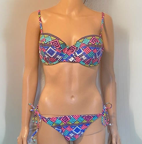 Size Large Old Navy Bikini Top And Bottom Multicolor Geometric Tie Sides