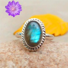 Labradorite Gemstone 925 Sterling Silver Ring Handmade Jewelry Ring Gift For Her