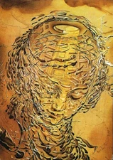 Postcard Salvador Dali "Raphaelite Head Bursting" 1951 Scottish Nat'l Gall NrMNT