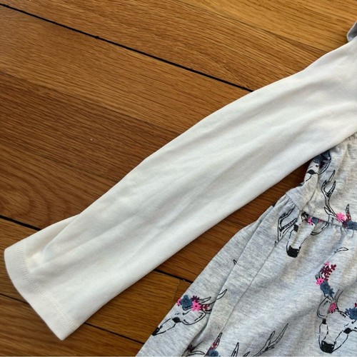 Tea Collection Grey Deer Antler Print Cotton Long Sleeve Dress 6 - Picture 4 of 8