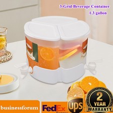 360 Rotation Juice/Drink Dispenser 5.2L 3-in-1 Beverage Dispenser W/ 3 Faucets