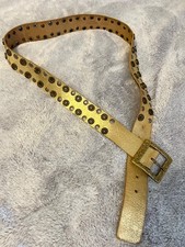 Nine West Leather Studded Belt Gold Size Large