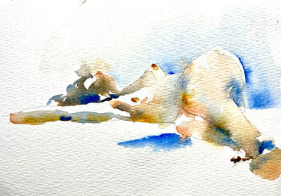 Original kleines Aquarell Gemälde ausdrucksstark liegend weiblicher Akt Wandbild