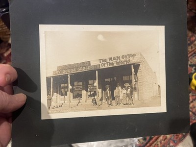 Cabinet Photograph of AH Arnold & the Top of the World Stote Sign Old West