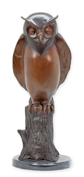 Bronzeskulptur Einer Eule Nach Decoux Replikat Retro Design Dekoration-image