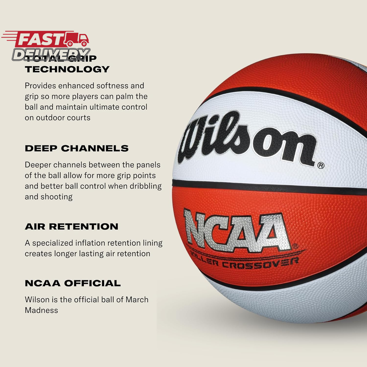 WILSON NCAA Killer Crossover Outdoor Basketball - 29.5