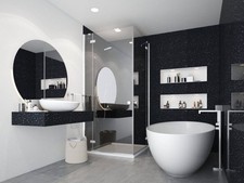 Black Sparkle Shower Wall Panels 1m x 2400mm x 10mm Easy To install 2 Sided Kit