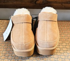 Women's Joyspun Suede Faux Fur Convertible Clog Slippers Color Tan Size 9 New