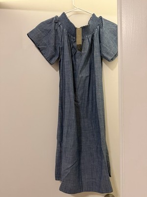 New J.Crew Off The Shoulder Smock Chambray Dress, Size 6