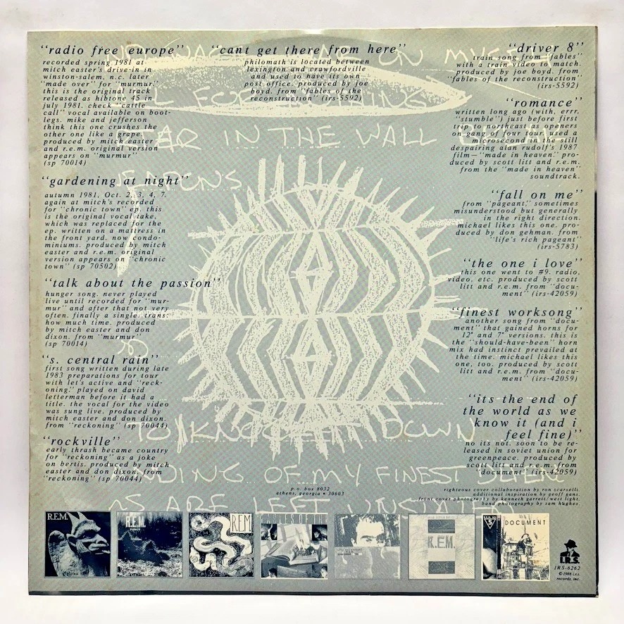 R.E.M. - Eponymous - 1988 Vinyl LP - VG - TESTED - IRS6262 - Image 4 of 4