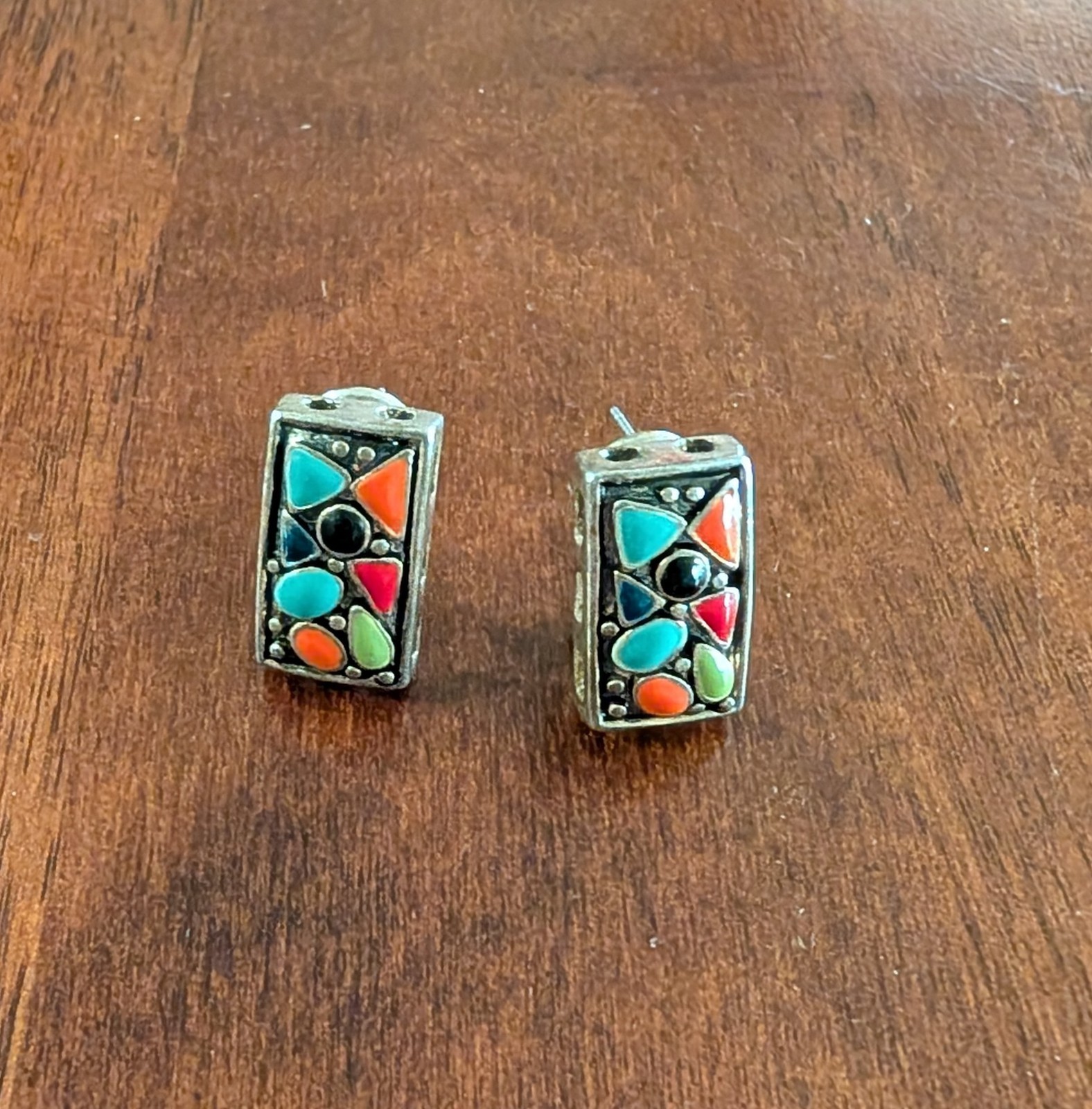 Gorgeous Sterling Rectangle Post Earrings Southwe… - image 1