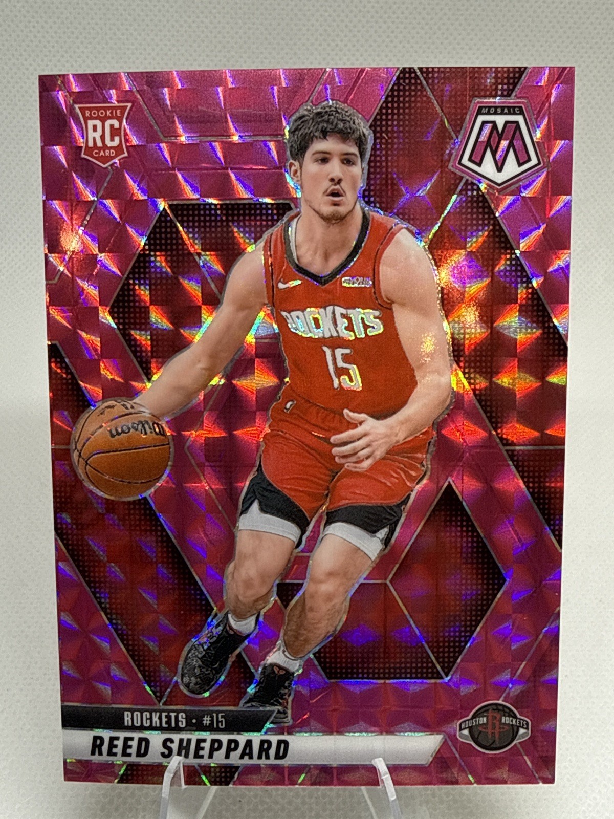 2024-25 Panini Mosaic - Rookies Reed Sheppard #249 Pink Mosaic Prizm /175 (RC)