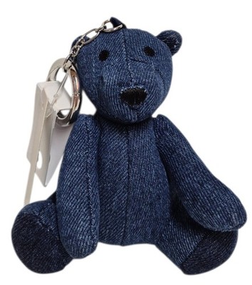 Madewell Denim Bear Bag Charm Keychain Briscoe Wash Blue Silvertone NZ207 New