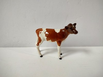 Beswick England cow calf figurine brown white ayrshire