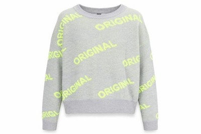 Divided by H&M Damen Pullover Pulli Gr. S UK '' Grau Rundhals Geometrisch