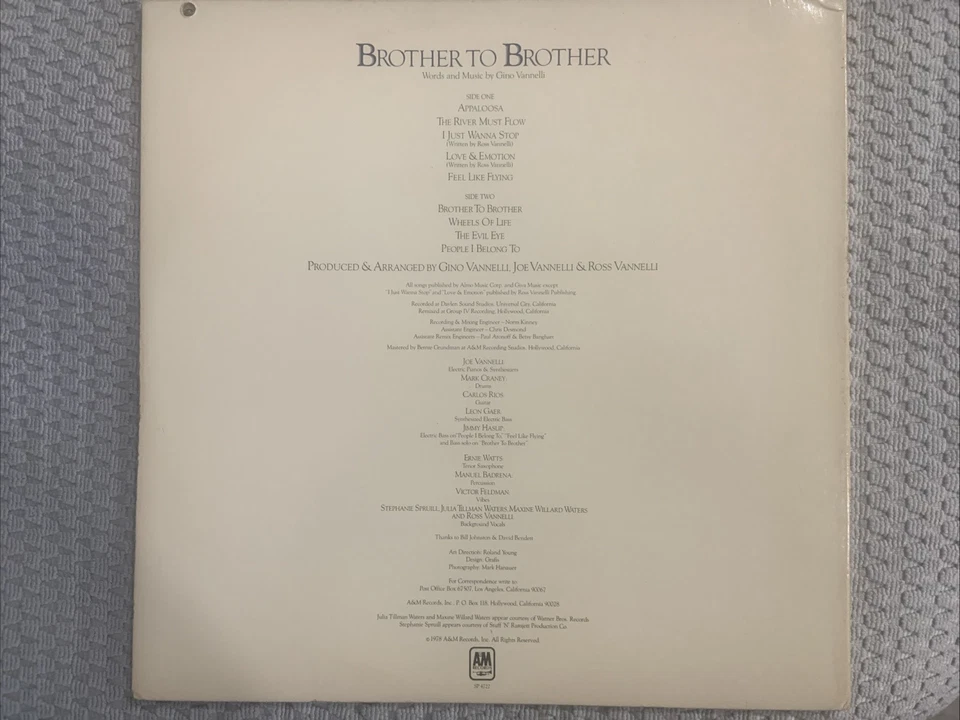 Gino Vannelli – Brother To Brother White Label Promo Vinyl - RARE - EX COND - Image 3 of 4