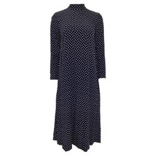 Ganni Heart Printed Midi Long Sleeve Dress In Viscose Women Blue Size 34
