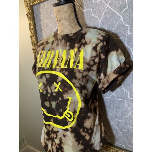 HANDMADE Vintage NIRVANA 90’s Tie Dye RARE shirt Bleach Tour Merch Cobain Tee M - Picture 2 of 4