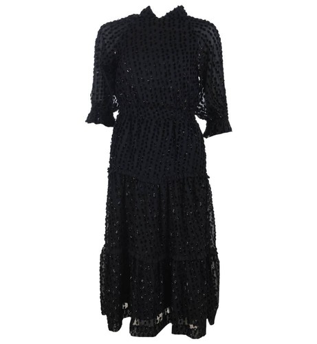 DAY BIRGER ET MIKKELSEN Dress Black Sheer Glitter Size 36 / Small RH 284