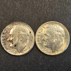 Lot of 2 Roosevelt silver dimes .1958d 1959d Au/Bu