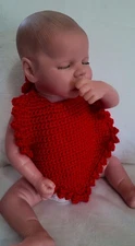 Red Delicious-Accessory-Baby-0-6m-Bib-Handmade-USA-Crochet-Simply Soft-Red-Gift