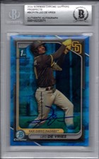 Leo De Vries 2024 Bowman Chrome Sapphire Autographed Signed Rookie Card Beckett