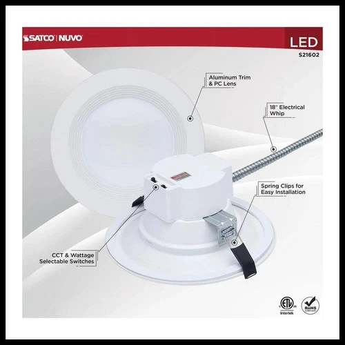 Satco S21602 - 25.5W Field Selectable LED 8" Commercial Downlight (1, 2 or 4 PK) - Picture 3 of 8