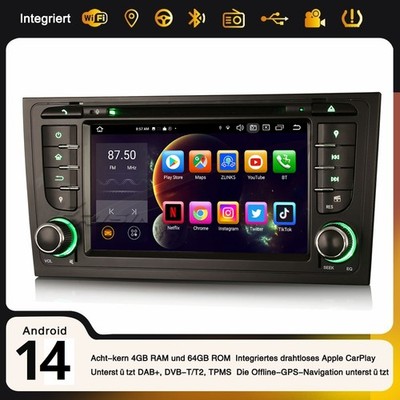 7'' 8-Kern 4+64GB Android 14 Autoradio Audi A6 S6 RS6 Allroad CarPlay DAB+ BT 5.0