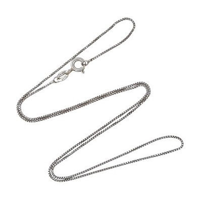 Vintage Italy Sterling Silver 925 0.9mm Box Chain Necklace 18''