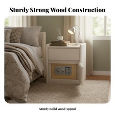 Nightstand with Safe Combination Lock Bedside Table Easy Assembly for
