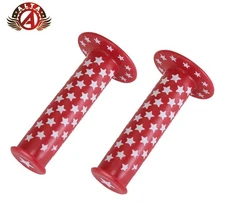 ALTA Star Handlebar Grips 7/8" 124mm Red/White Flanged Lowrider Cruiser BMX.