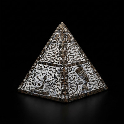 Unique Antique Egyptian Pyramid Figurine Nefertiti Carved Stone Hieroglyphic
