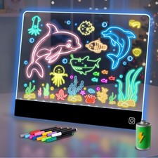 16" Led Drawing Board for Kids Rechargeable, Portable Doodle Glow LED Note Bo...