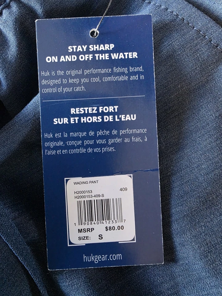 Pantalones de vadeo Huk para hombre S pantalones azules nuevos con etiquetas corredores pesca al aire libre precio de venta sugerido por el fabricante: $80 Foto 3 de 4