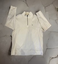 Tommy Hilfiger Ivory Cream 1/4 Zip Size XXL Sweater Mens 2XL 100 Cotton Winter