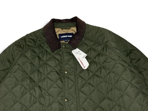 NWT! Lands End Quilted Jacket Mens XL Green Primaloft Corduroy Collar Chore Coat image 4