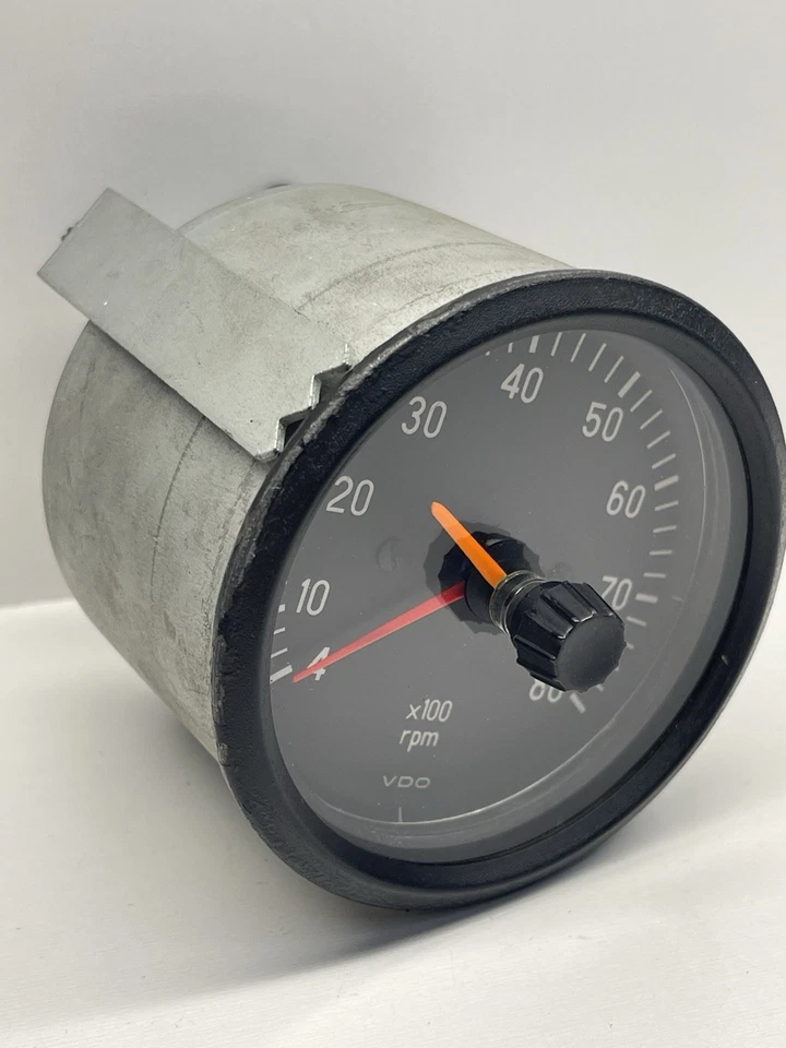 Vintage Tachometer VDO Cockpit 8000 RPM Made in USA Black Face 3 3/8" - Image 2 of 4